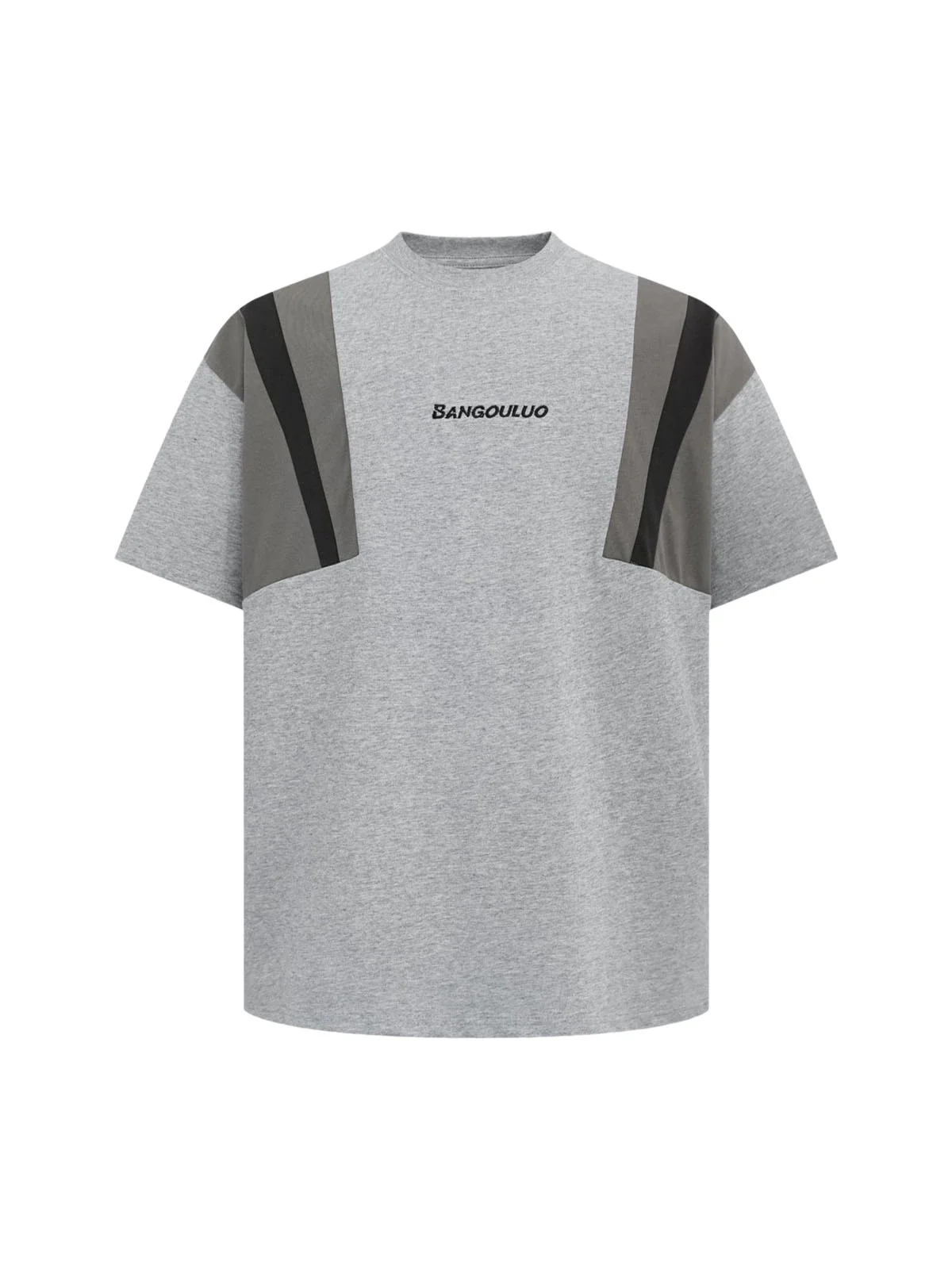 Retro Contrast Color Stitching Embroidered Letter T-shirt