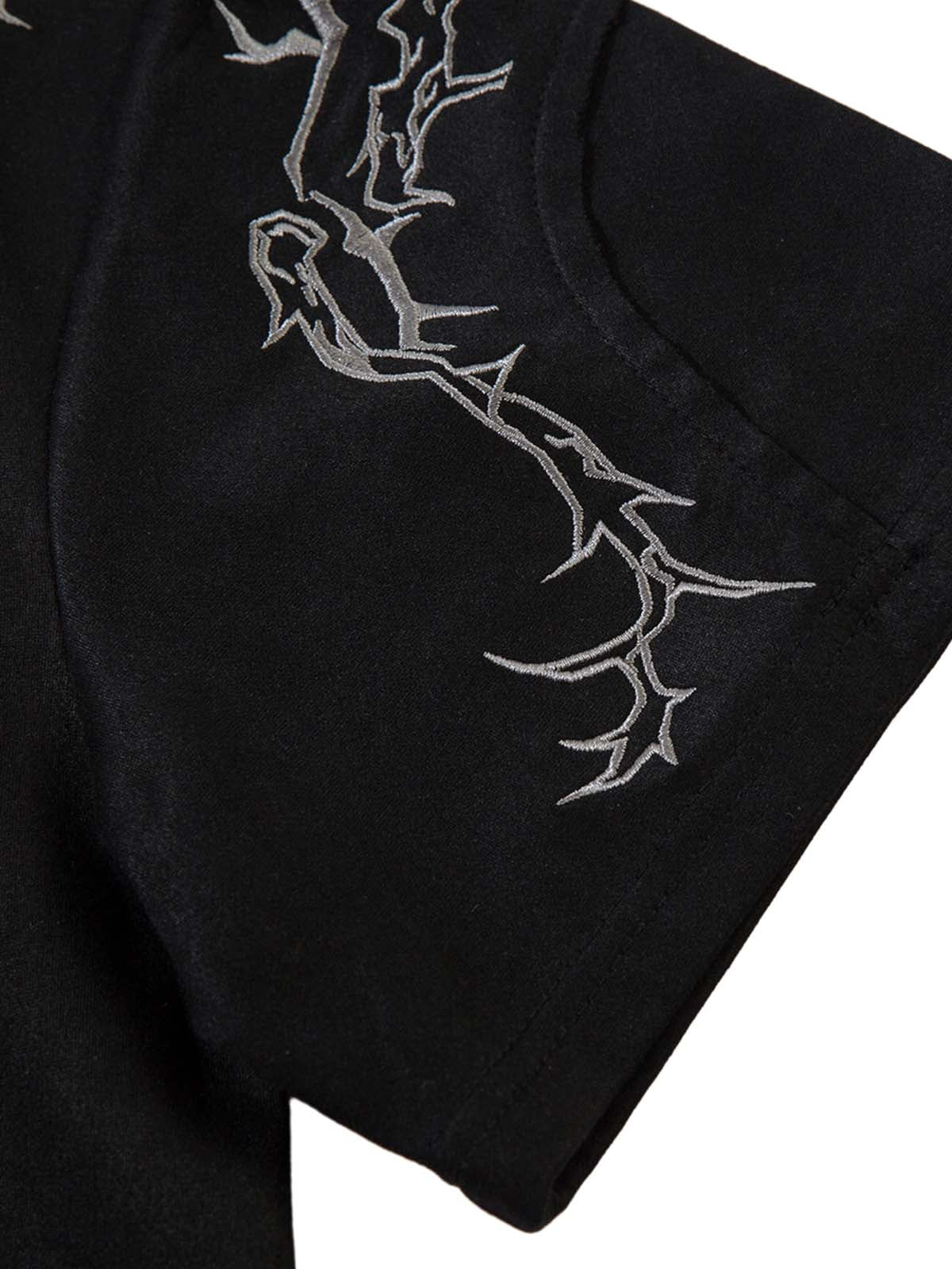 Thorn Embroidery Suede T-Shirt