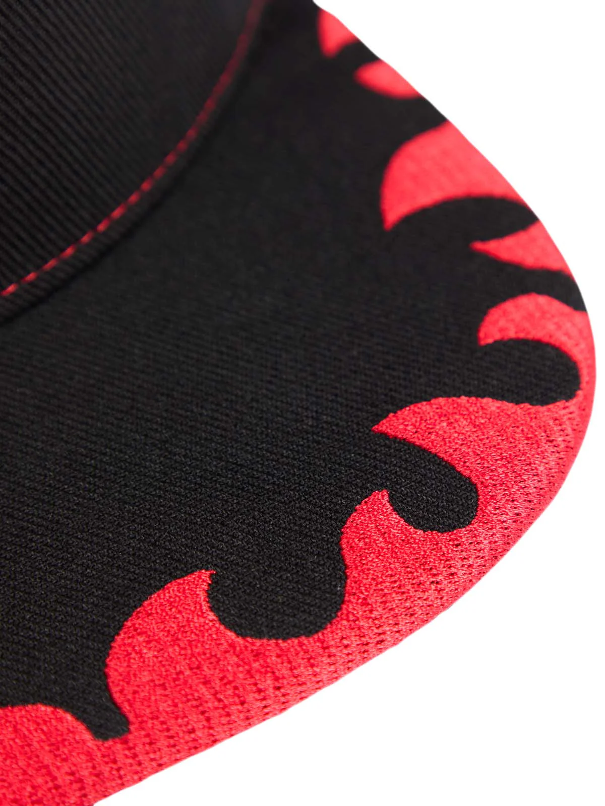 Embroidered Flame-Trimmed Black Baseball Cap - 2365