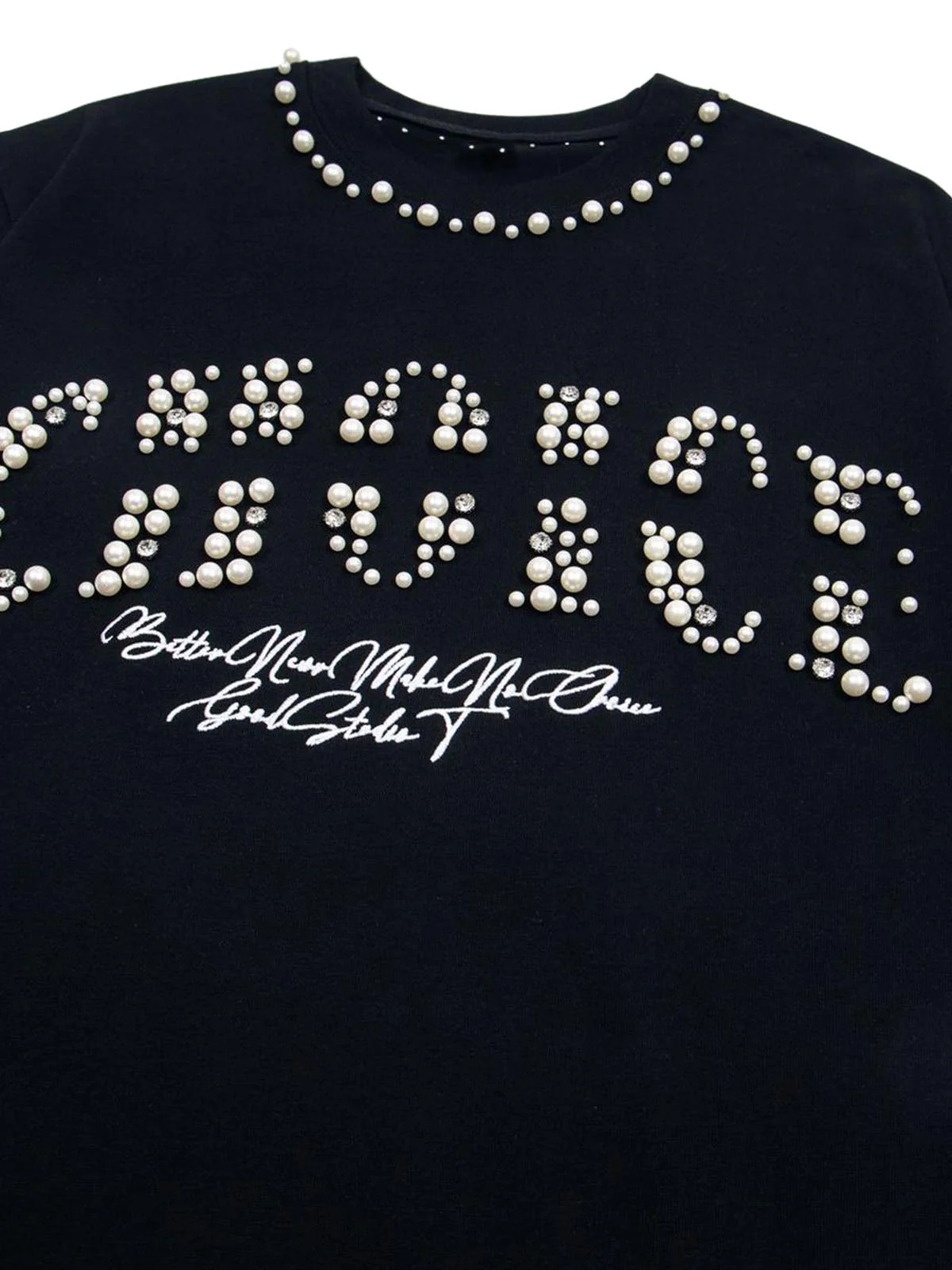 Elegant Pearl-Embellished Oversized T-Shirt