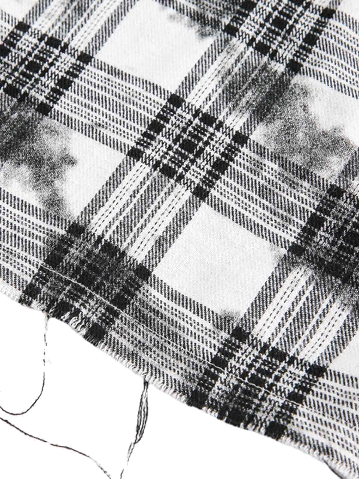 Distressed Plaid Lace Short-Sleeve Shirt