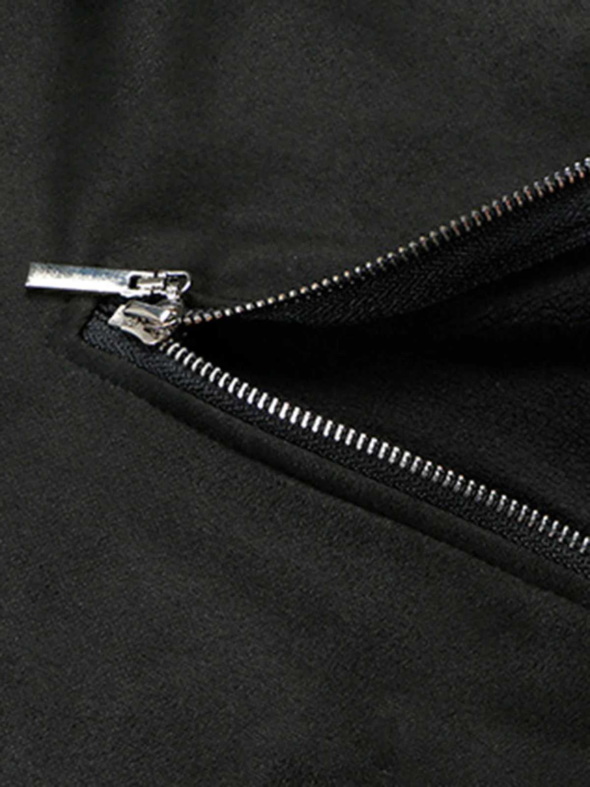 Thesupermade Metal Button Multi Zipper Suede Fleece Sweatshirt