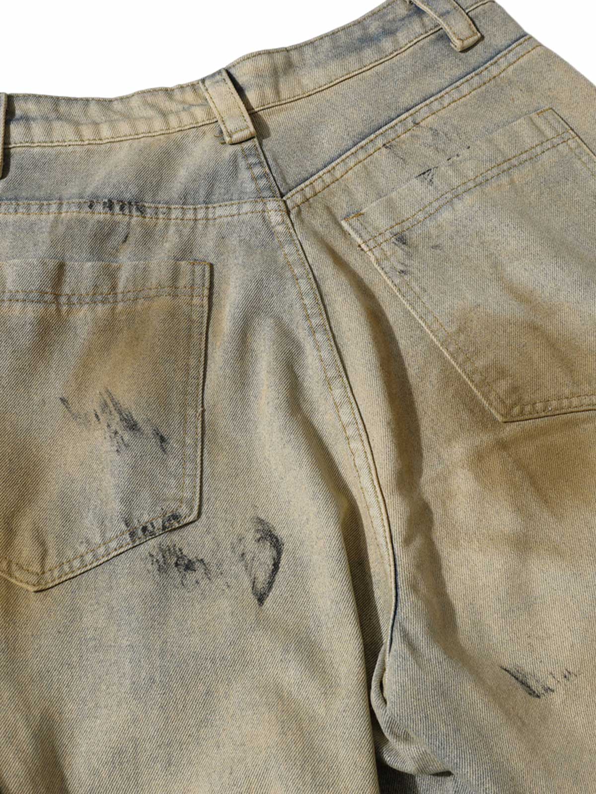 Washed Graffiti Spray Paint Barrel Jeans