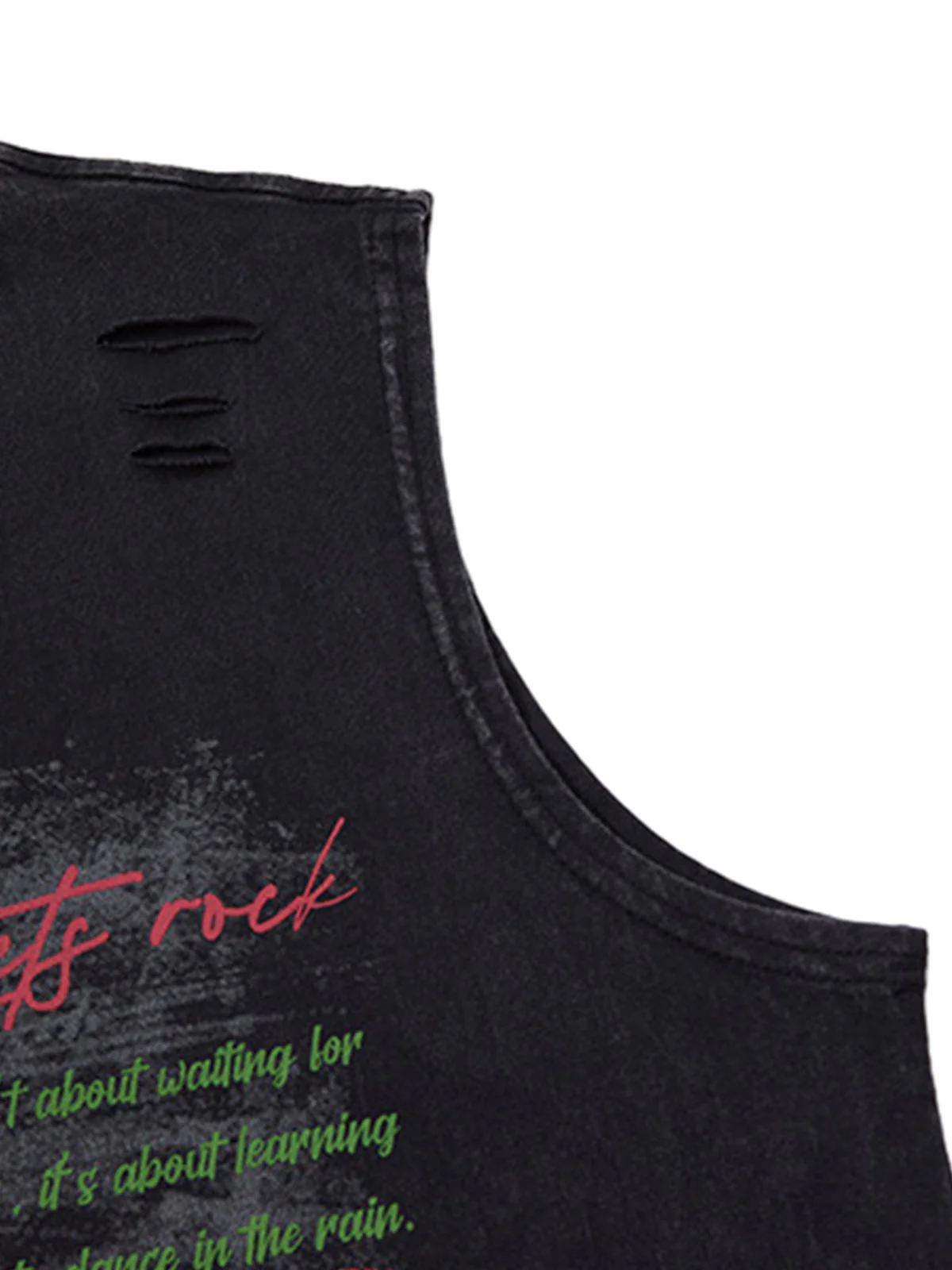 Distressed Graphic Butterfly Print Vest