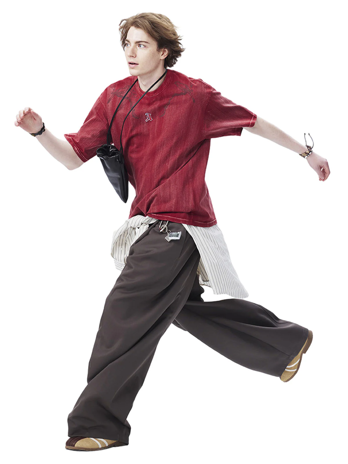 Distressed Embroidered Letter T-Shirt