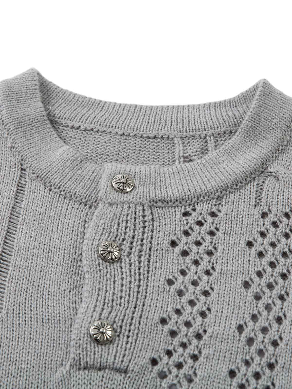 Openwork Knit Short-Sleeve Sweater