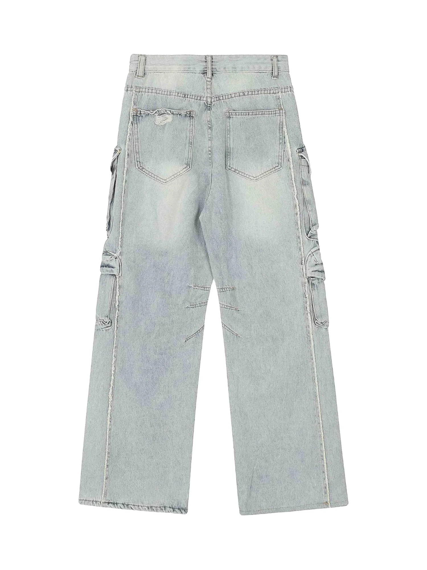 Thesupermade Washed Multi-pocket Work Cargo Jeans - 1830