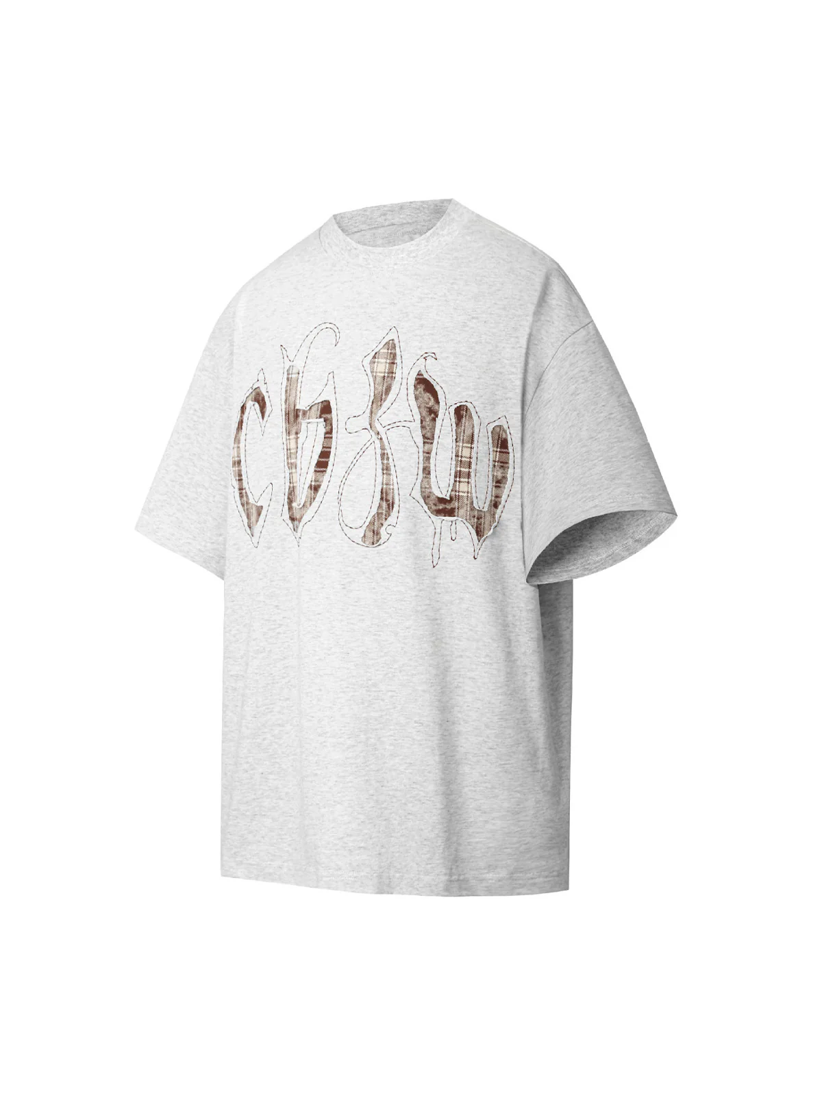 Retro Plaid Letter Embroidered T-shirt