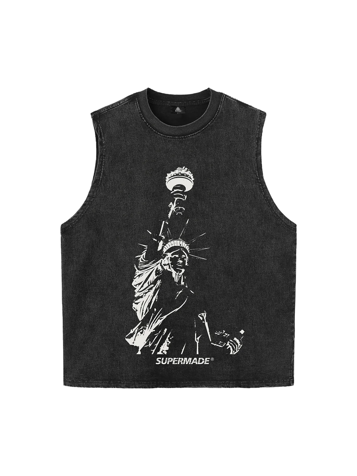 Original Fashion Men's Statue of Liberty Print Sleeveless Denim Vest