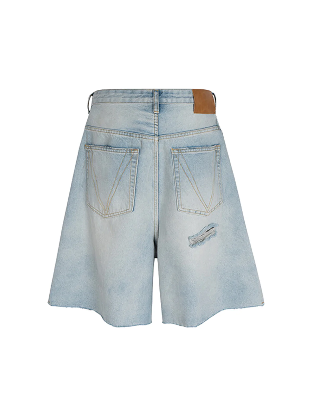 Washed Ripped Whisker Denim Jorts