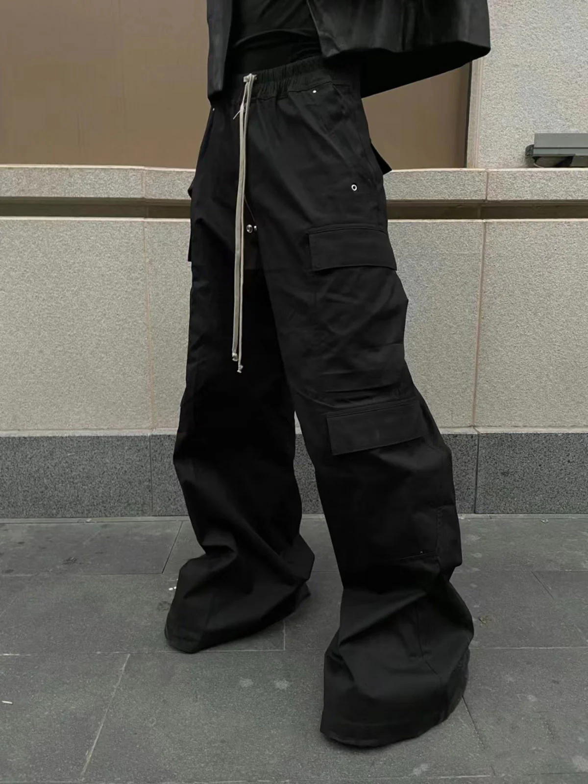 RO Style Multi-Pocket Baggy Flared Pants - 2321