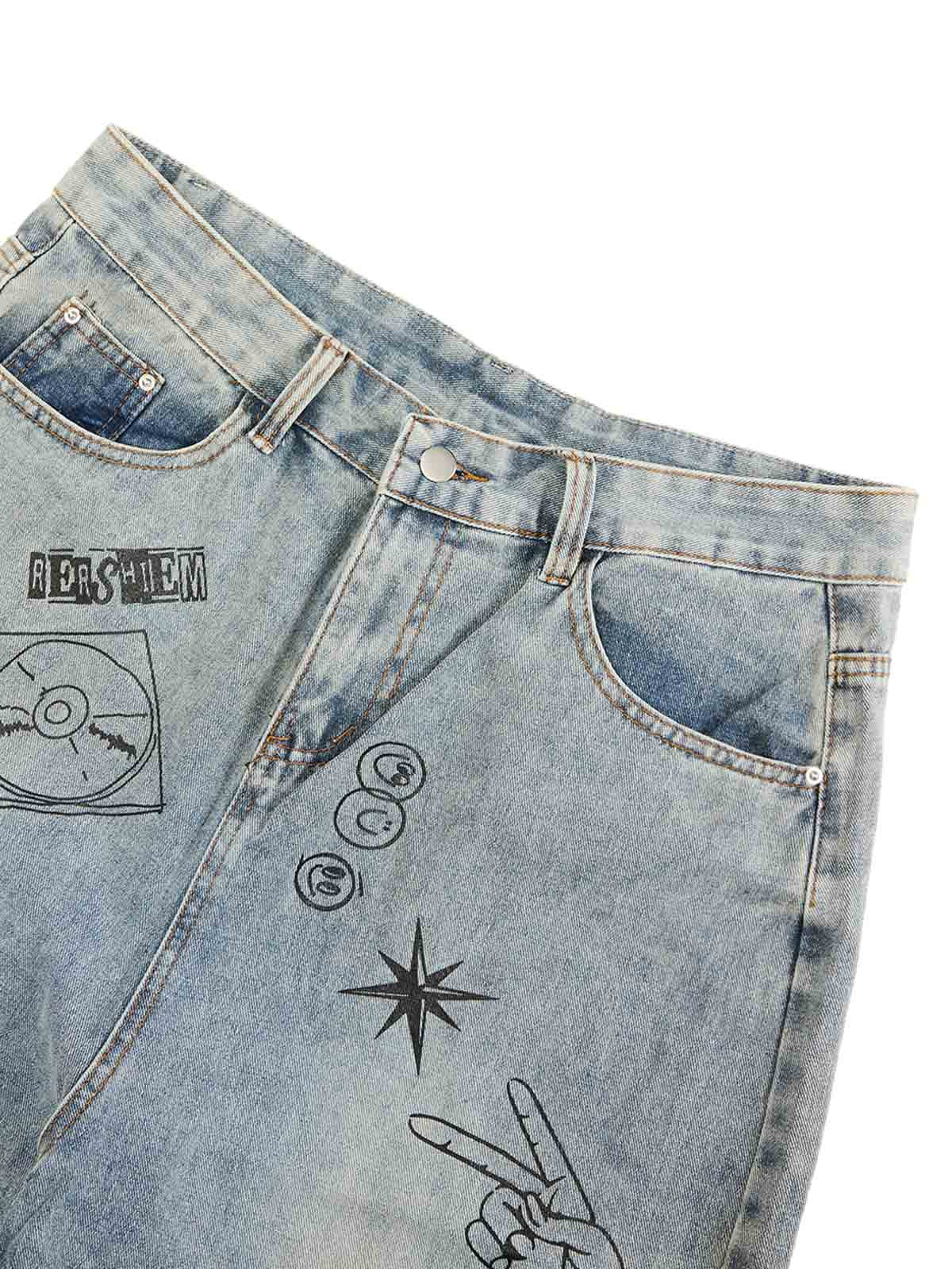 Retro Fun Graffiti Denim Jorts