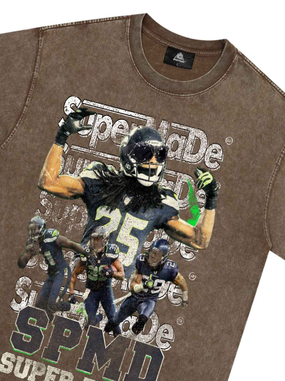Super Bowl Football Print T-shirt - 2309