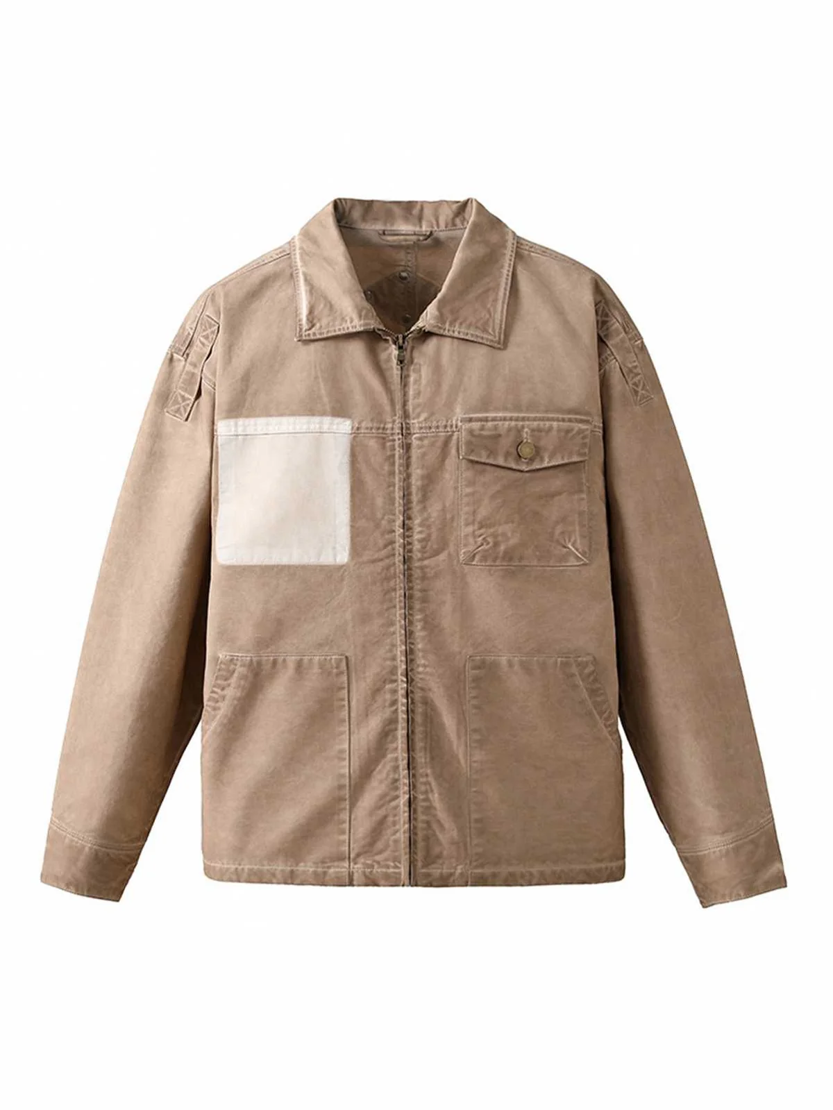 Retro Lapel Zip Up Work Jacket