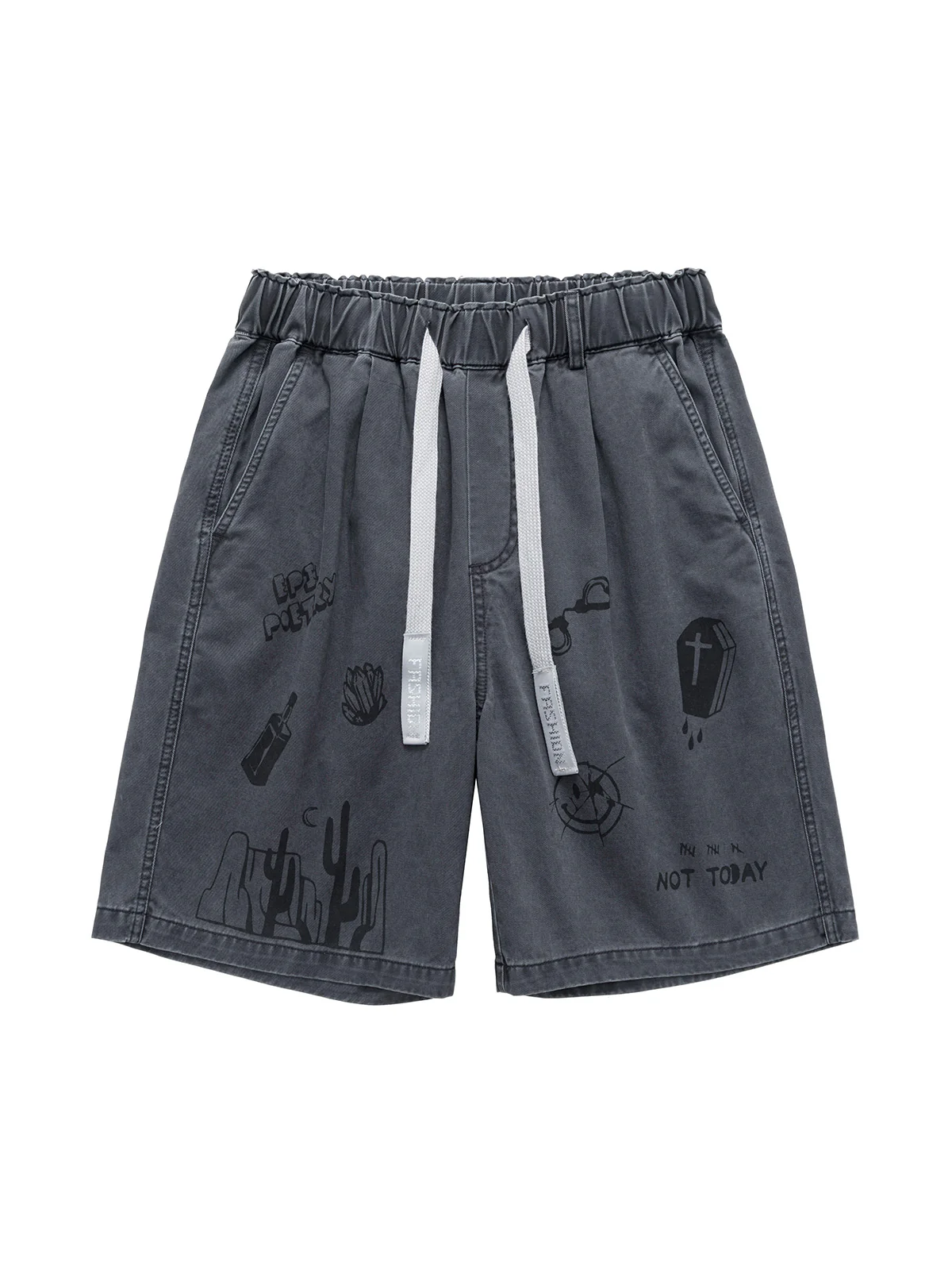 Graphic Print Drawstring Shorts