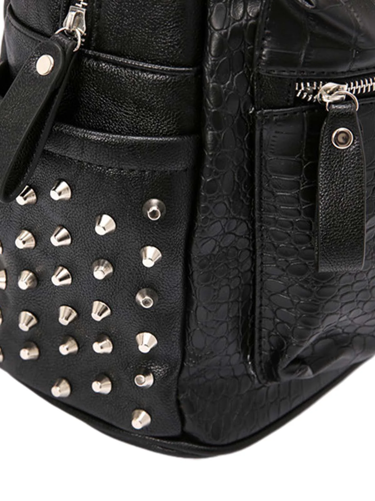Rivet Crocodile-Print Backpack