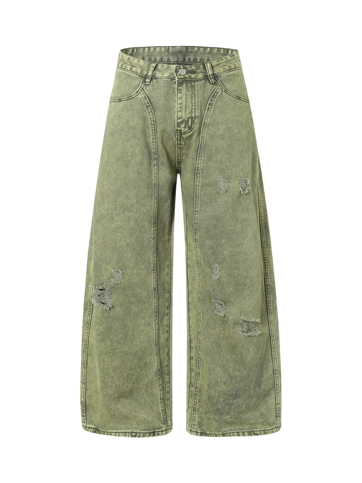 Washed Distressed Ripped Barrel Jeans