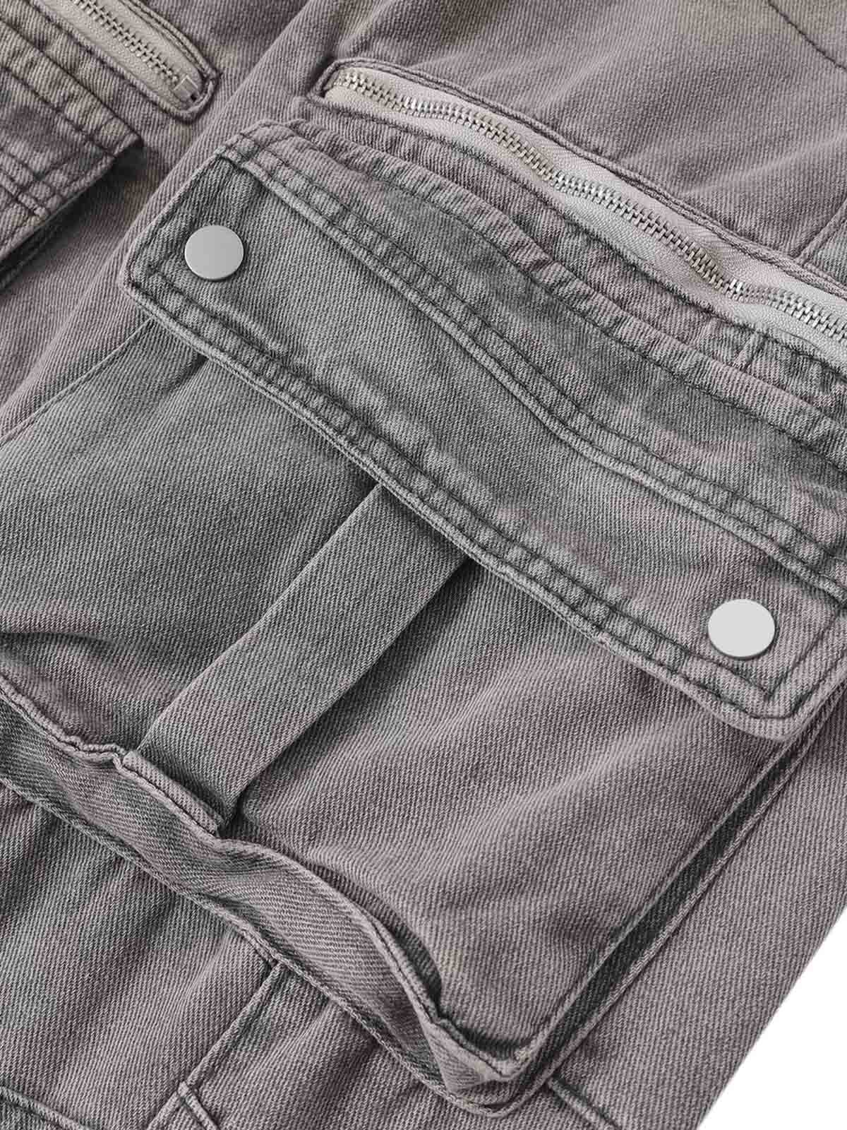 Washed Multi-Pocket Cargo Jeans
