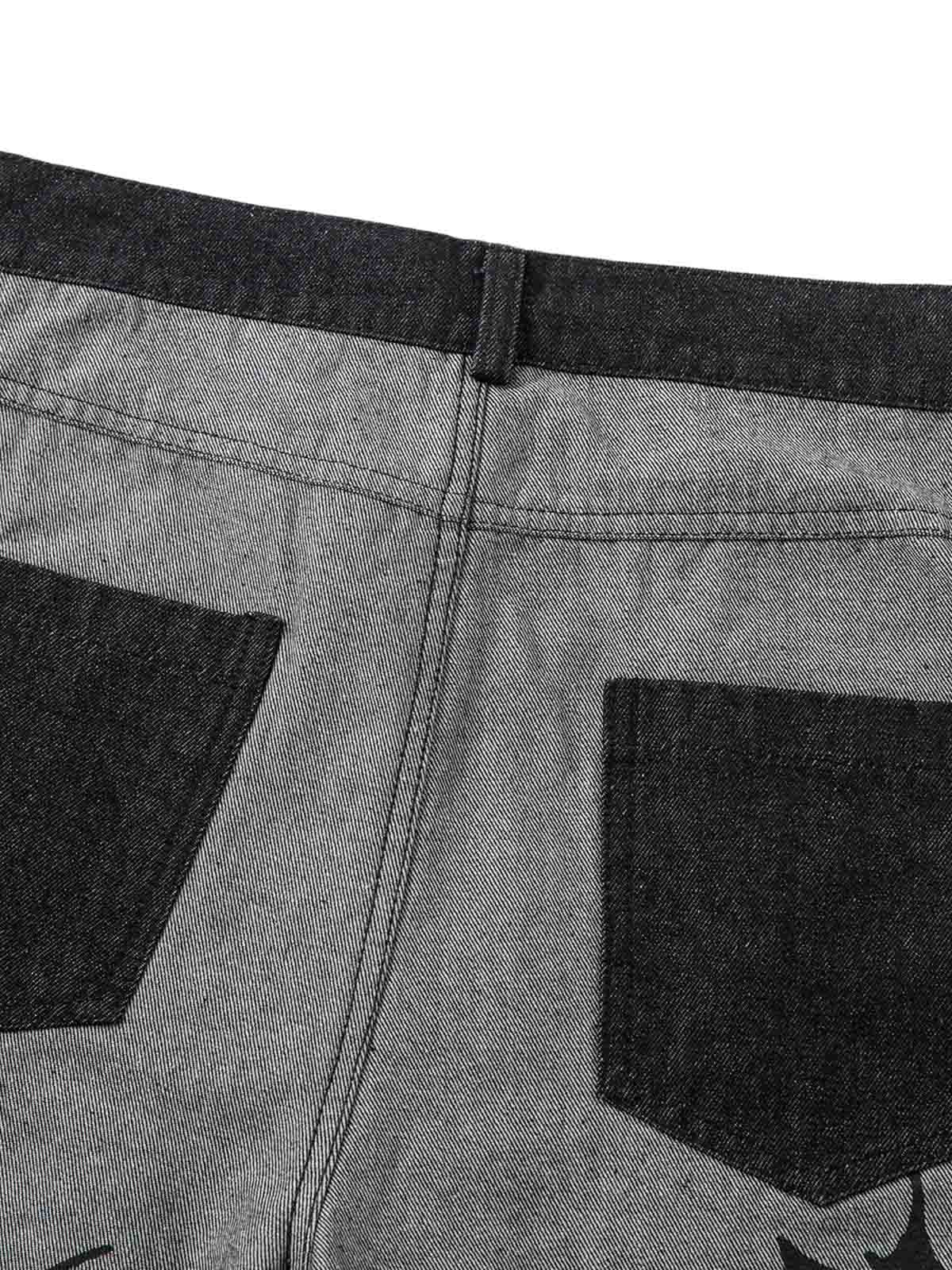 Tribal Flame Print Baggy Jeans