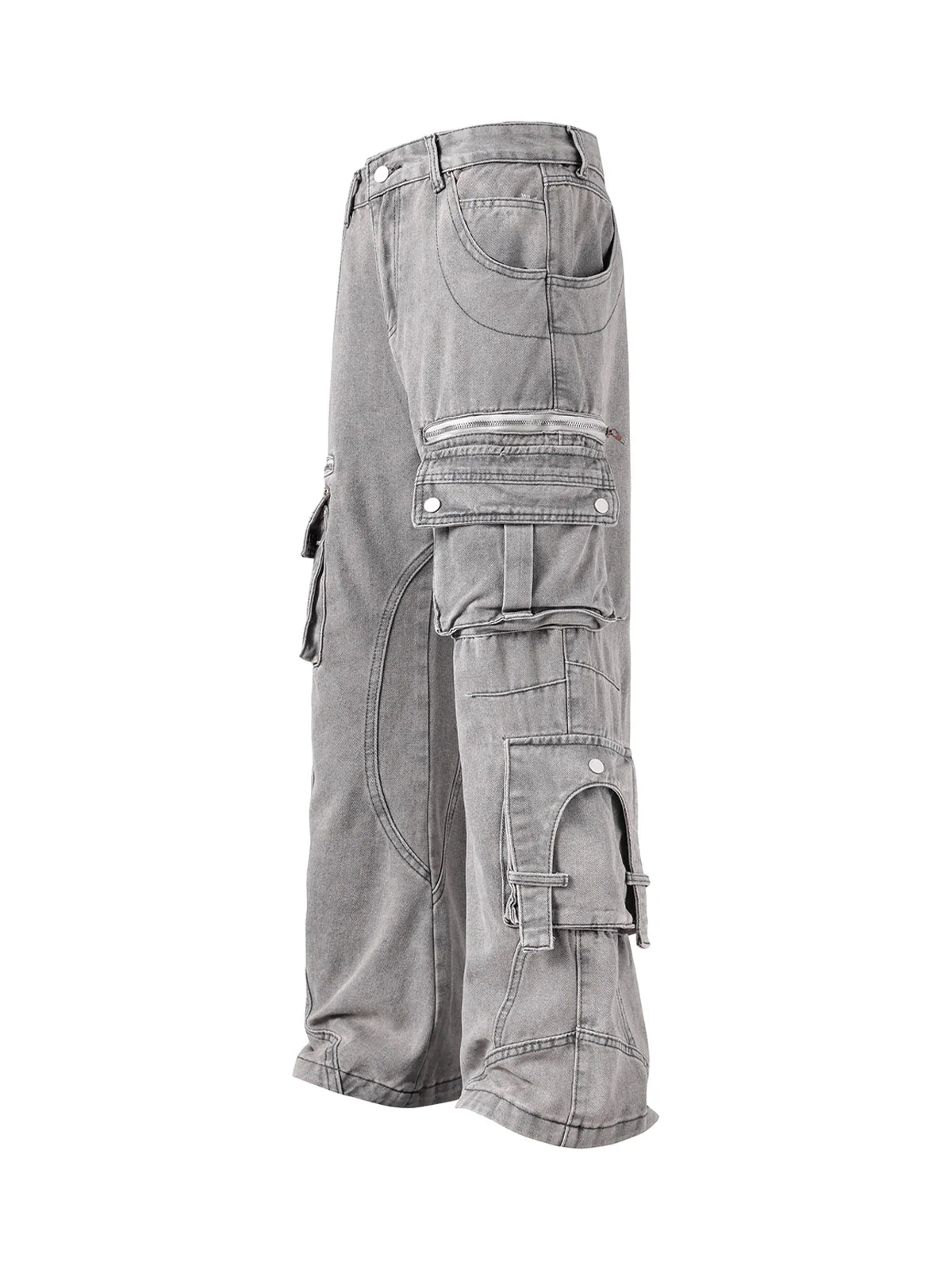 Washed Multi-Pocket Cargo Jeans