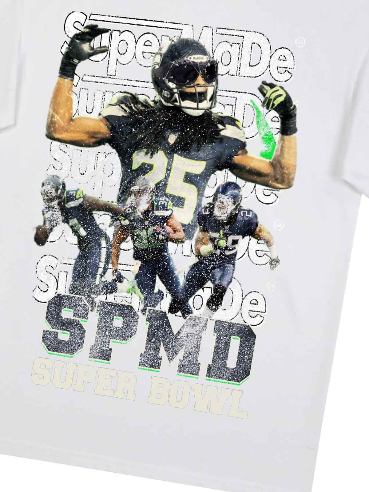 Super Bowl Football Print T-shirt - 2309