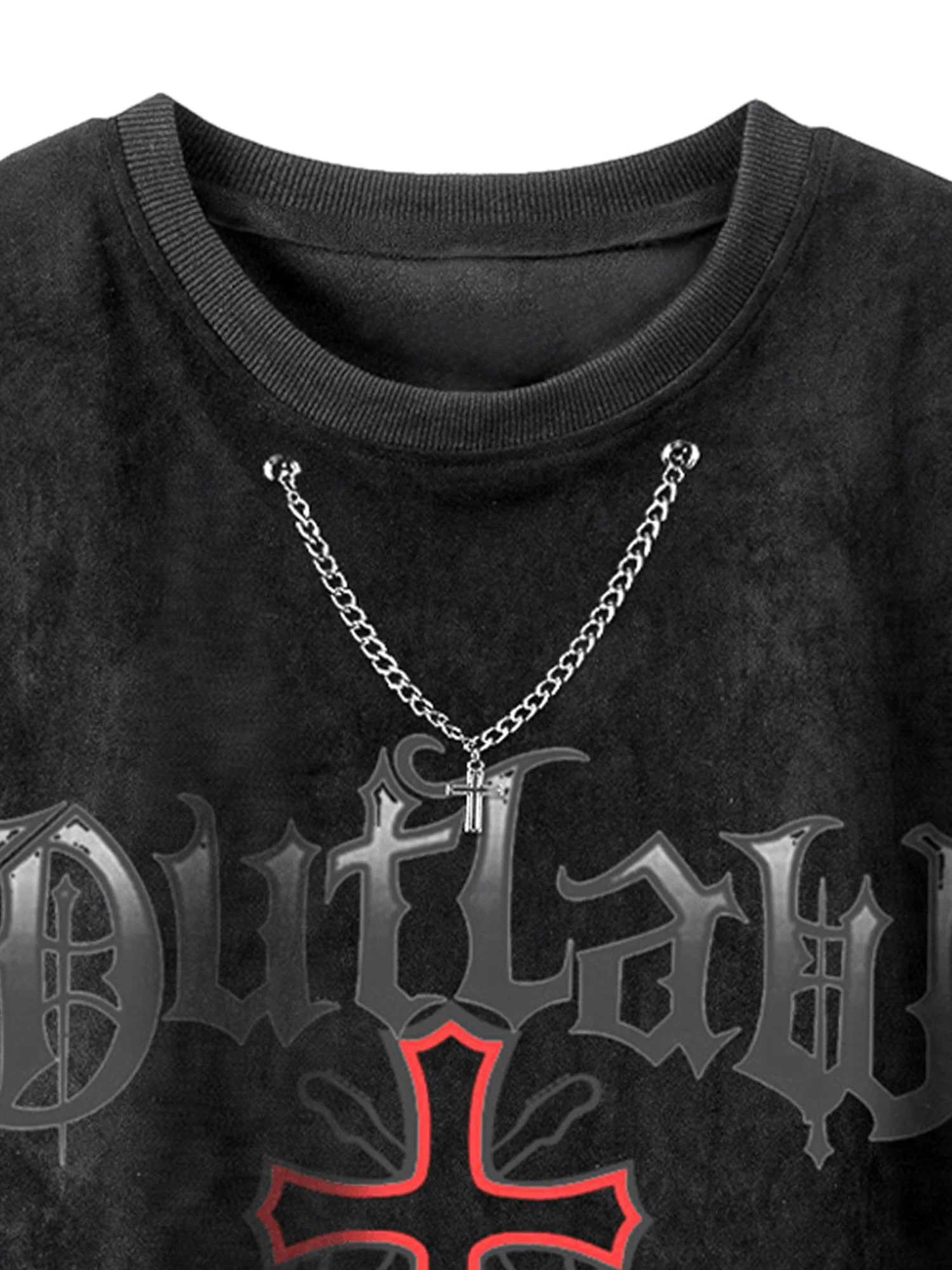 Thesupermade Cross Chain Suede Street Rap Sleeveless Vest