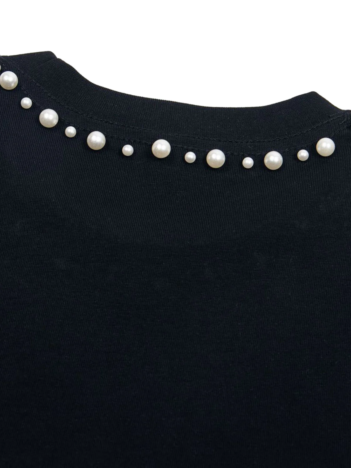 Elegant Pearl-Embellished Oversized T-Shirt