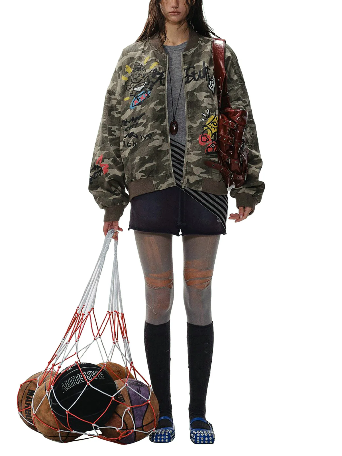 Graffiti Camouflage Baseball Bomber Jacket