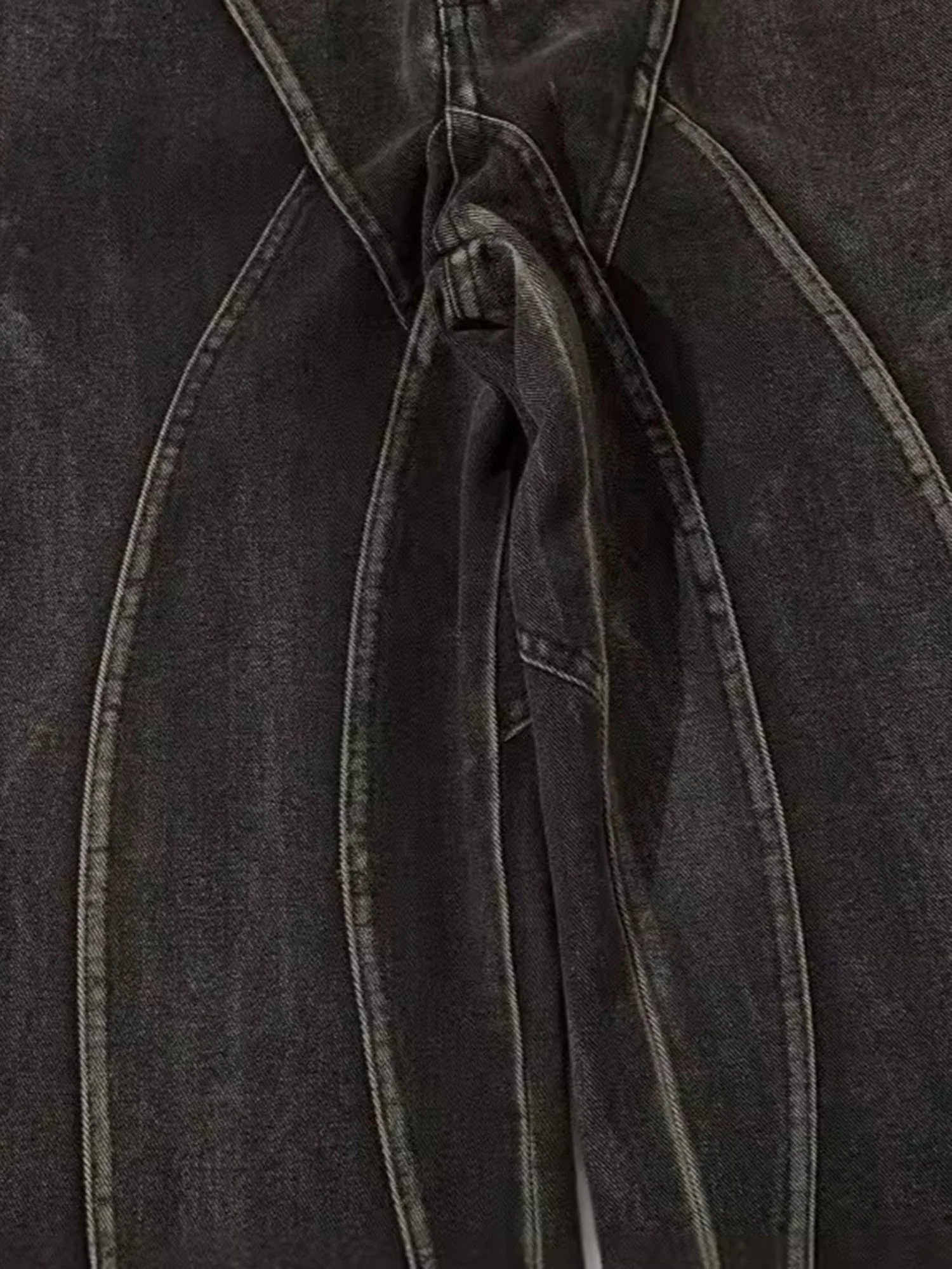 Thesupermade Washed Split Design Hip-Hop Horn Jeans - 2138