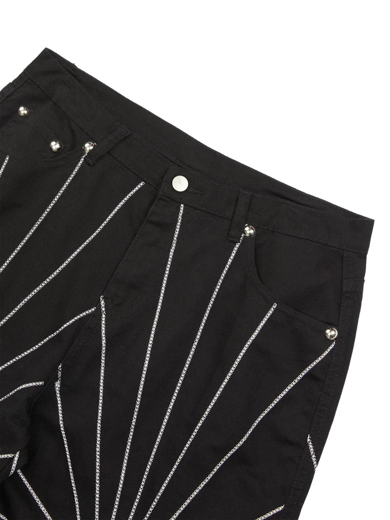 Thesupermade Heavy Spider Web Embroidered Topstitch Jeans