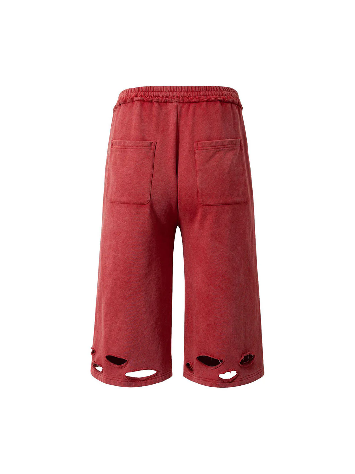 Distressed Ripped Red Culotte Jorts