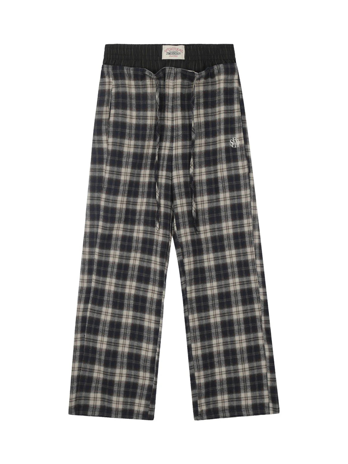 Plaid Patterned Drawstring Pants