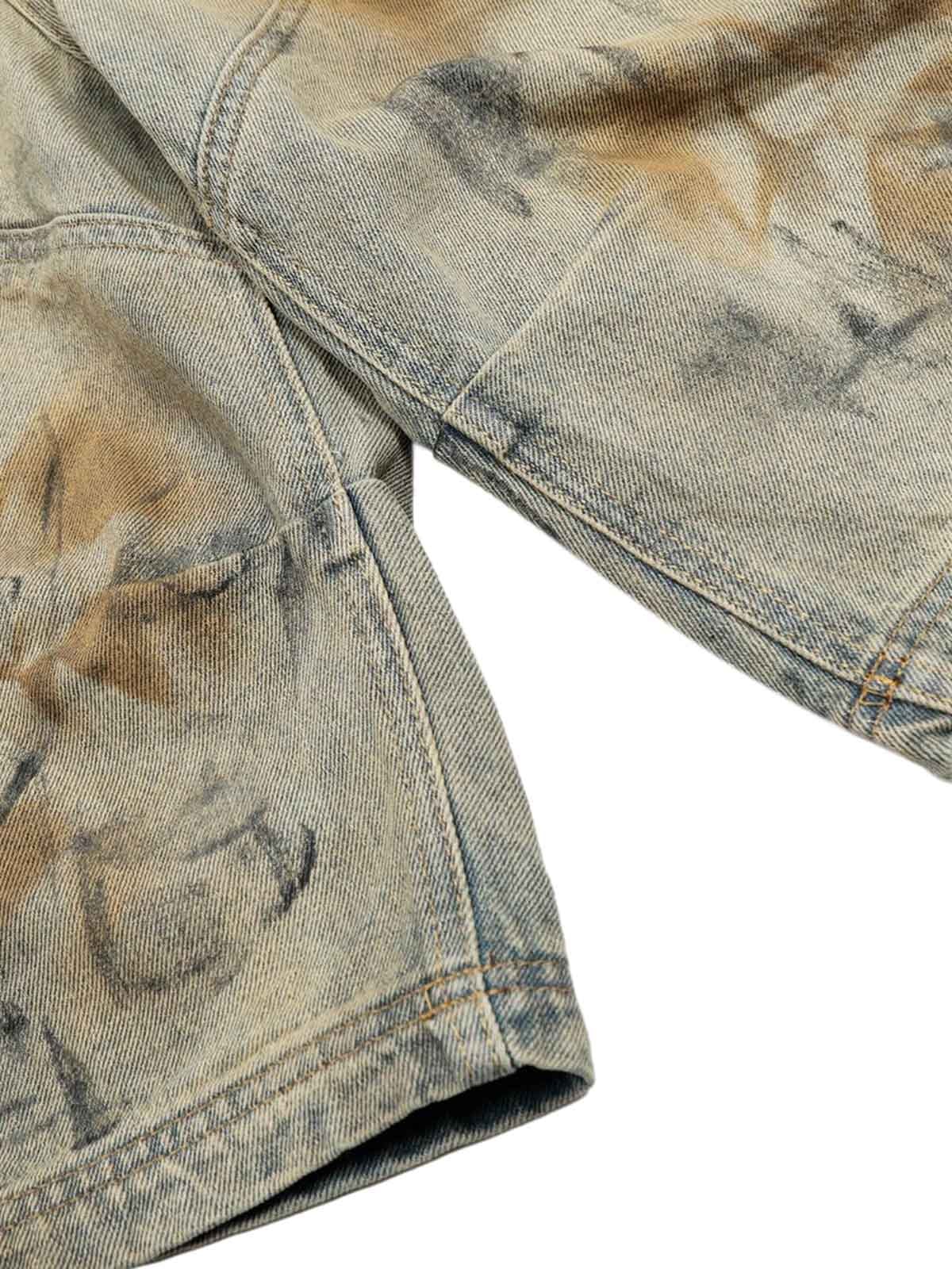 Distressed Tie-Dye Denim Shorts