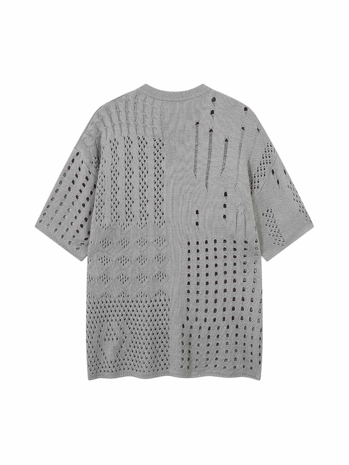 Openwork Knit Short-Sleeve Sweater