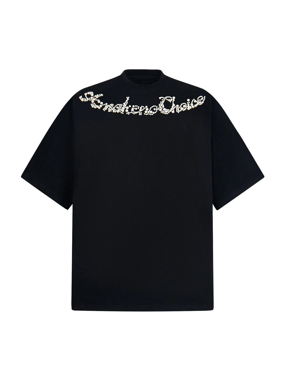 Retro Embroidery Beaded Letter Print T-shirt