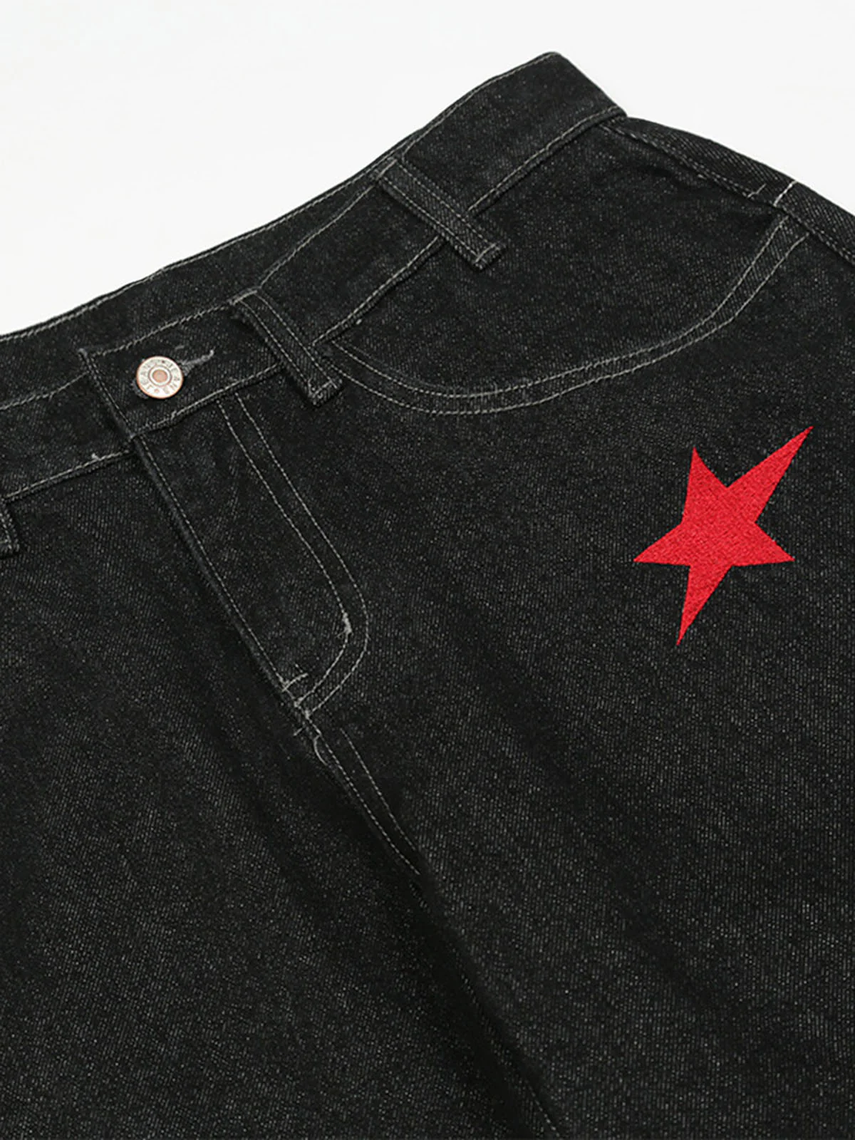 Dark Gothic Embroidered Star Straight Jeans