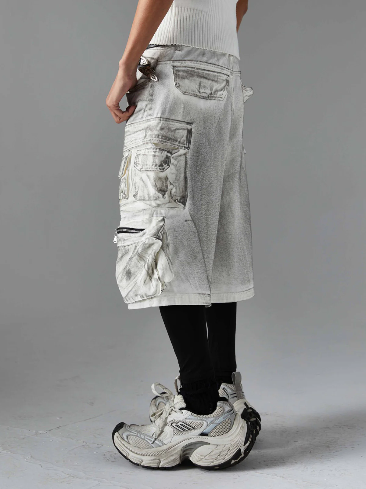 Distressed Multi-Pocket Cargo Shorts