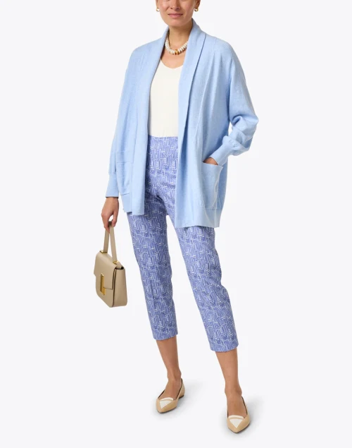 Blue Print Stretch Cotton Pant