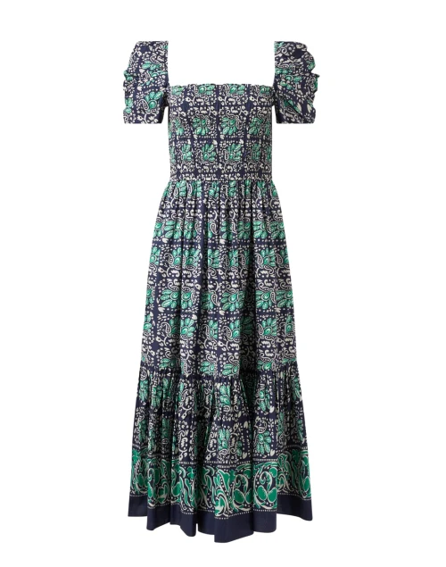 Moulin Navy and Green Print Cotton Dress