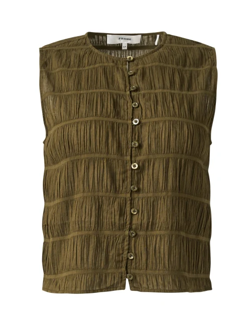 Green Smocked Cotton Top