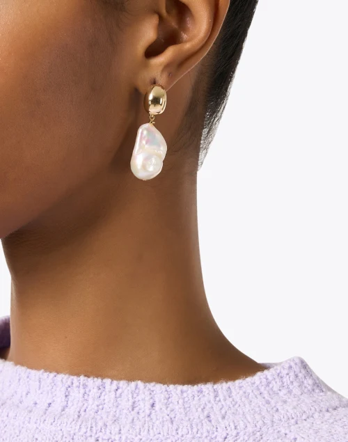 Gold Pearl Drop Earrings