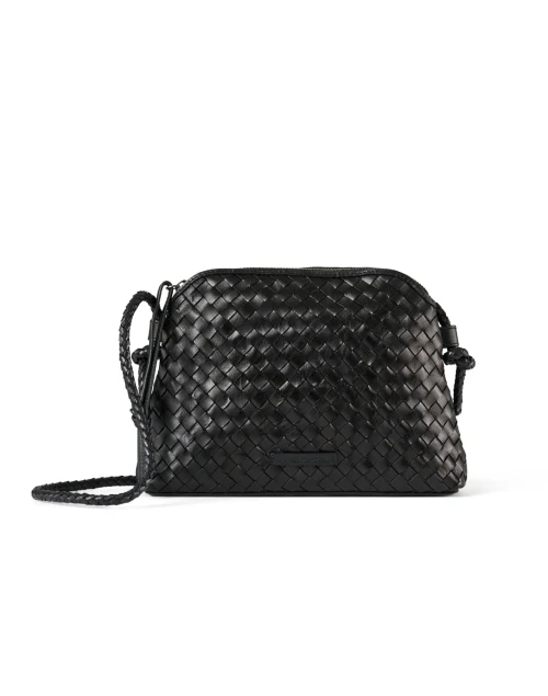 Mallory Black Woven Leather Crossbody Bag