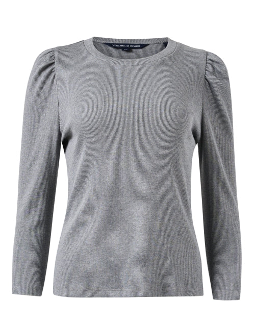 Britney Grey Cotton Puff Sleeve Top