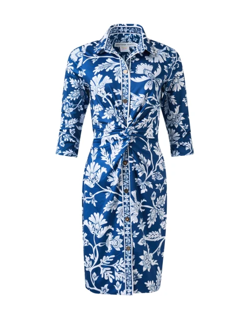 Navy Print Twist Dress
