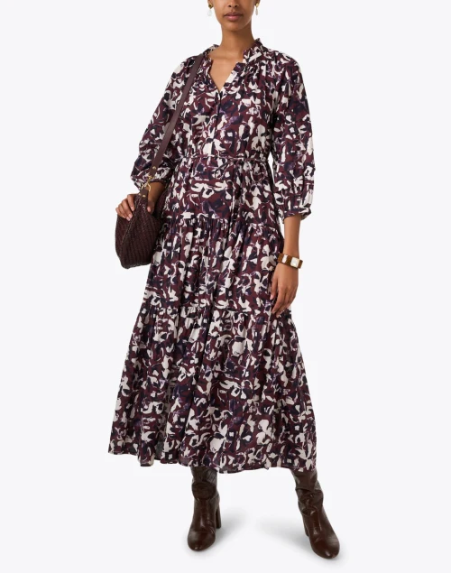 Trinidad Purple Print Cotton Silk Dress