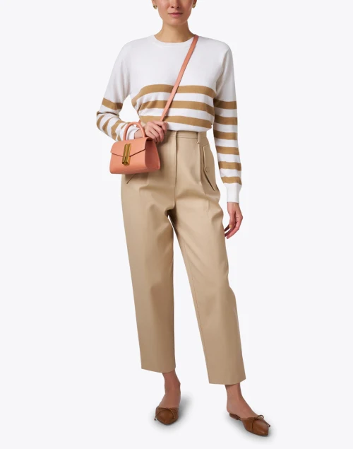 Luna White and Camel Striped Cashmere Sweater