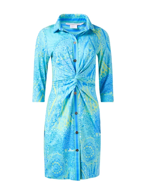 Turquoise Print Twist Dress