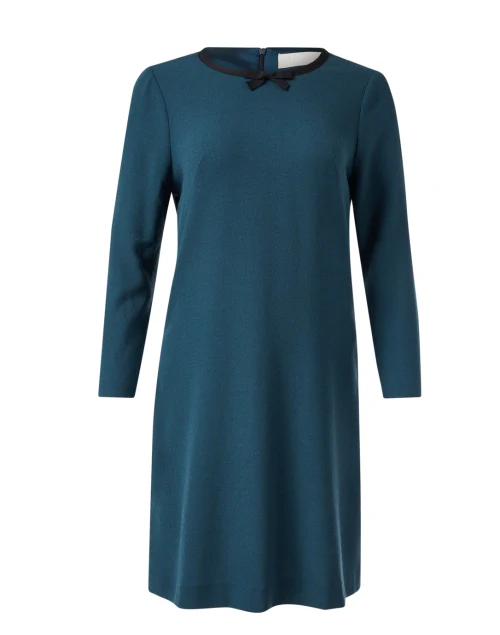 Tara Teal Wool Crepe Dress