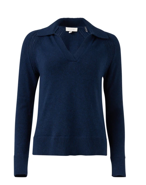 Navy Cotton Polo Sweater