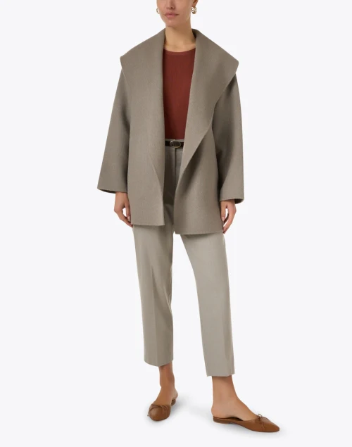 Finley Taupe Wool Shawl Coat
